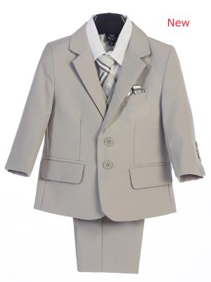 Boys  Light Gray Suits 5 pc Jacket  Suit By Lito 3582 - Little N Kute Boutique