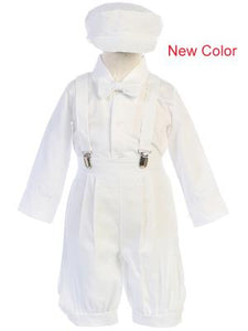 Lito White Suspender Boys Knickers w/ Hat - Little N Kute Boutique