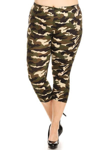 Women's Army Camouflage Capri Leggings - Little N Kute Boutique