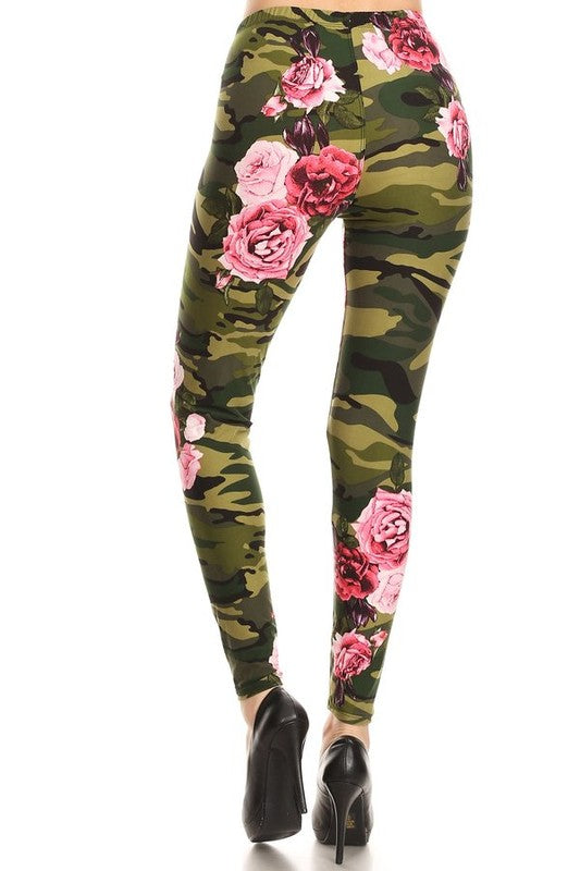 Women's  Green Camouflage Leggings - Little N Kute Boutique