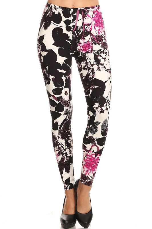 Women's  Floral Leggings One Size - Little N Kute Boutique