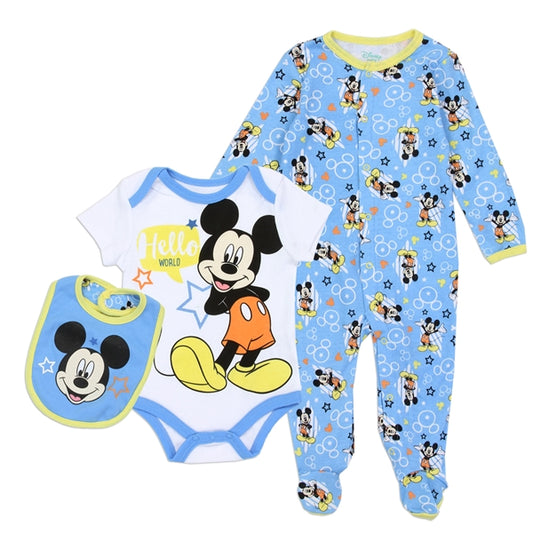 MICKEY MOUSE Boys 0-9M Newborn 3-Piece Creeper Pant Sleeper Set - Little N Kute Boutique