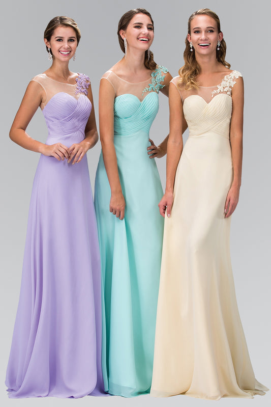 Chiffon Bodice  Long  Bridemaid Dress GL1332