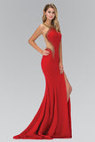 Long Prom Dress Side Slit and Sheer Waist - Little N Kute Boutique