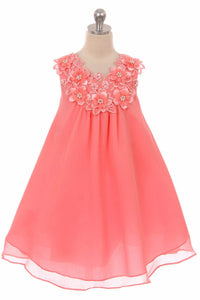 Good Girl Coral Floral V-Neck Dress - Little N Kute Boutique