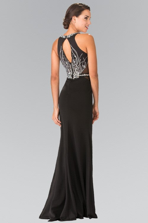 Beads Embellished Long Formal  Dress w/Sheer Sides - Little N Kute Boutique