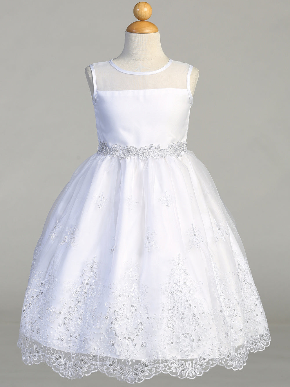 First Communion Dress Embroidered Organza with Sequins LNKSP180