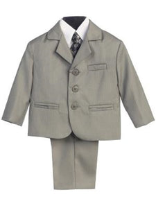 Boys' Gray Suit 5 Piece - Little N Kute Boutique