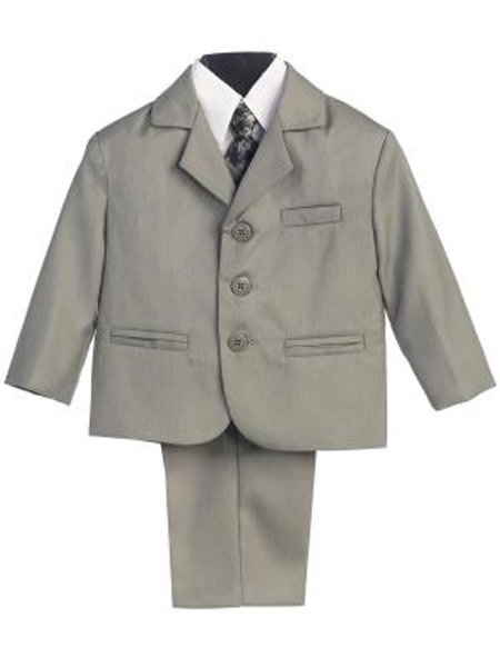 Boys' Gray Suit 5 Piece - Little N Kute Boutique