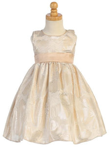 Swea  Pea & Lilli  Gold Jacquard Metallic Dress (2-12 Years) - Little N Kute Boutique