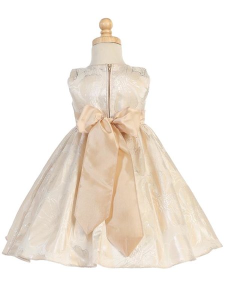 Swea  Pea & Lilli  Gold Jacquard Metallic Dress (2-12 Years) - Little N Kute Boutique