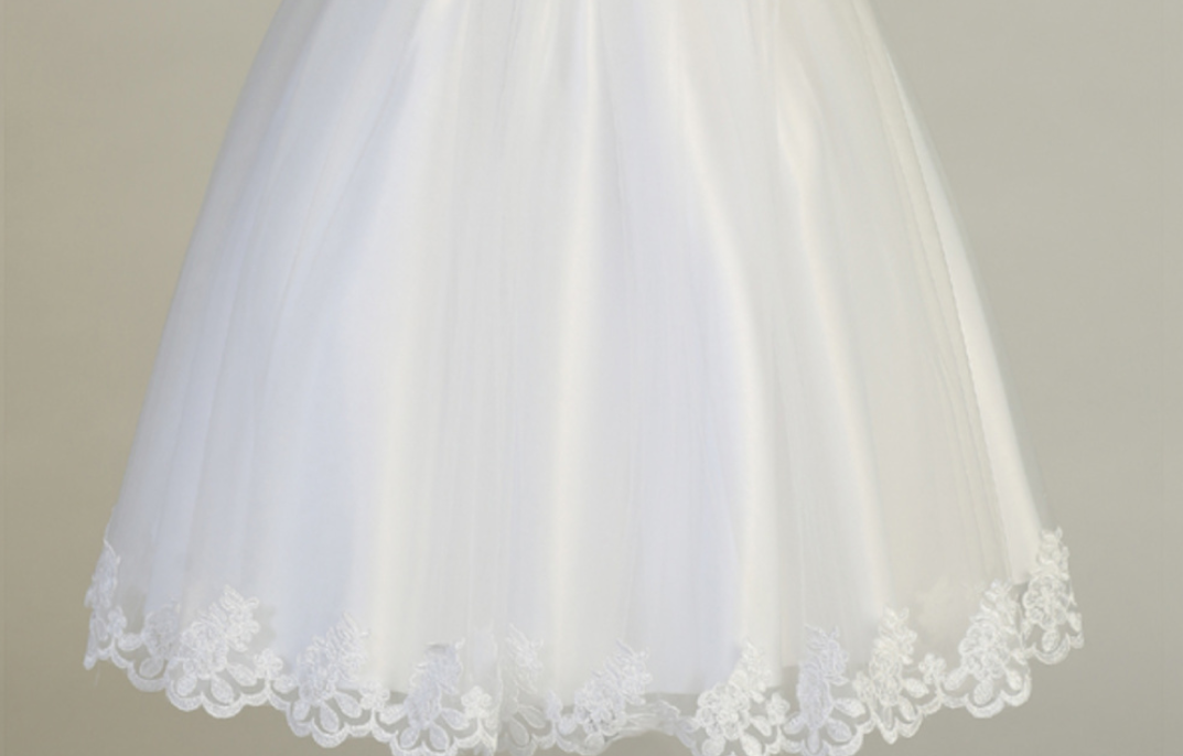 Embroidered First Communion Dress With Flower Neckline SP646