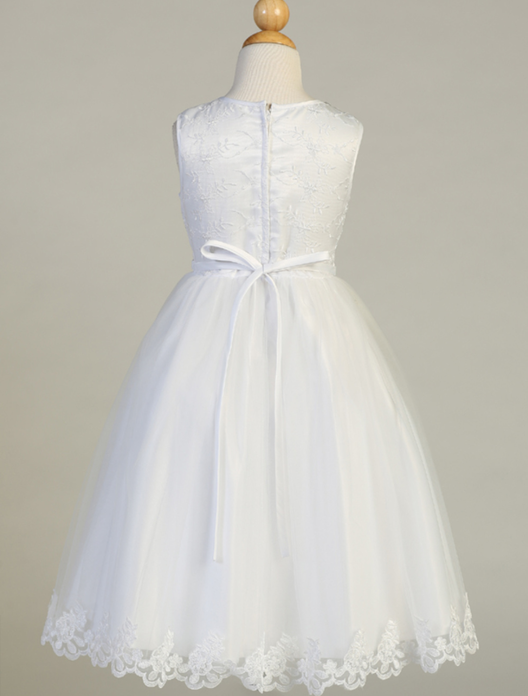 Embroidered First Communion Dress With Flower Neckline SP646