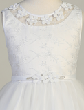 Embroidered First Communion Dress With Flower Neckline SP646
