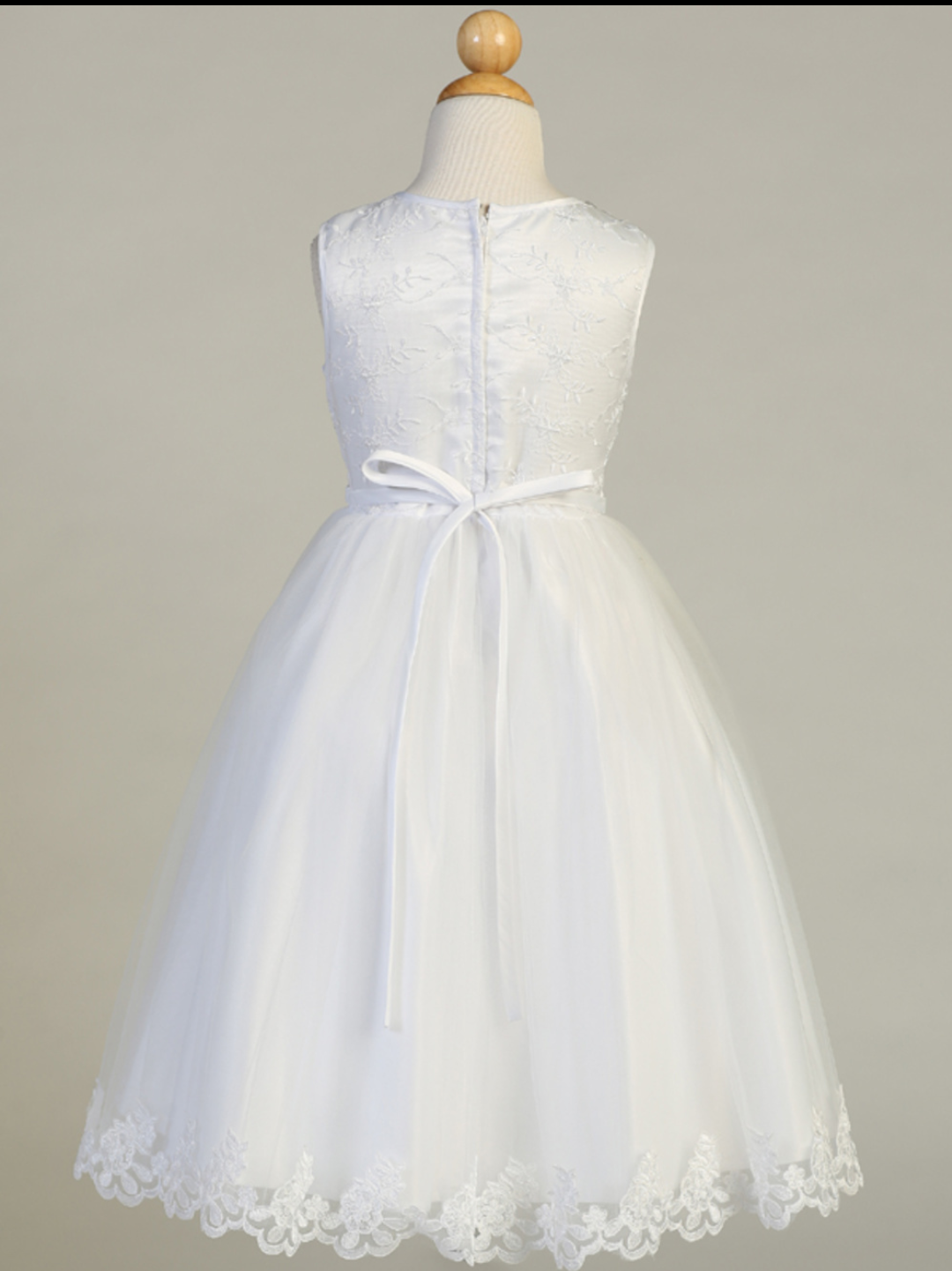 Embroidered First Communion Dress with Flower Neckline LNKSP646