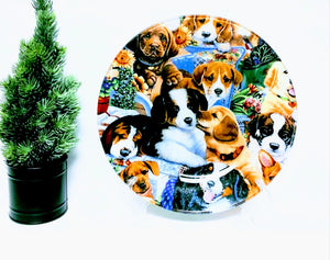 Puppies Decoupage Glass Plate