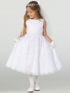 Embroidered Tulle Communion Dress LNKSP993