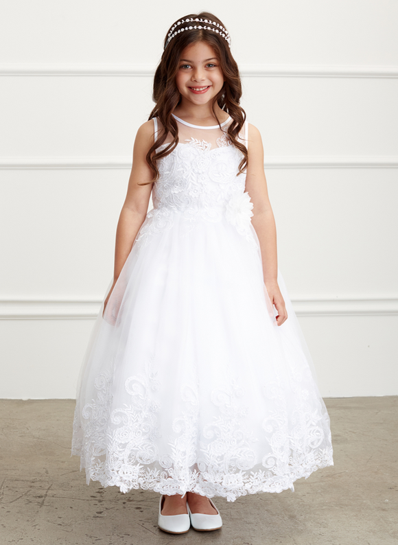First Communion Dress with Lace Bodice and Skirt LNK5822