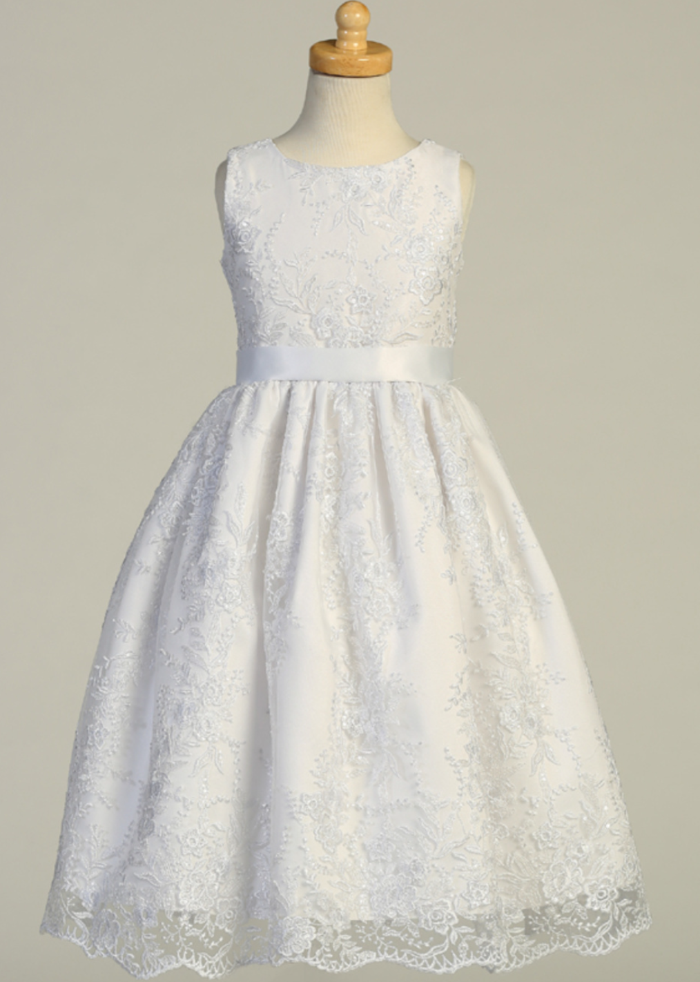 First Communion Dress Corded embroidery lace on tulle LNKSP175