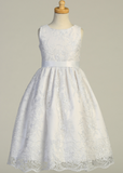 First Communion Dress Corded embroidery lace on tulle LNKSP175