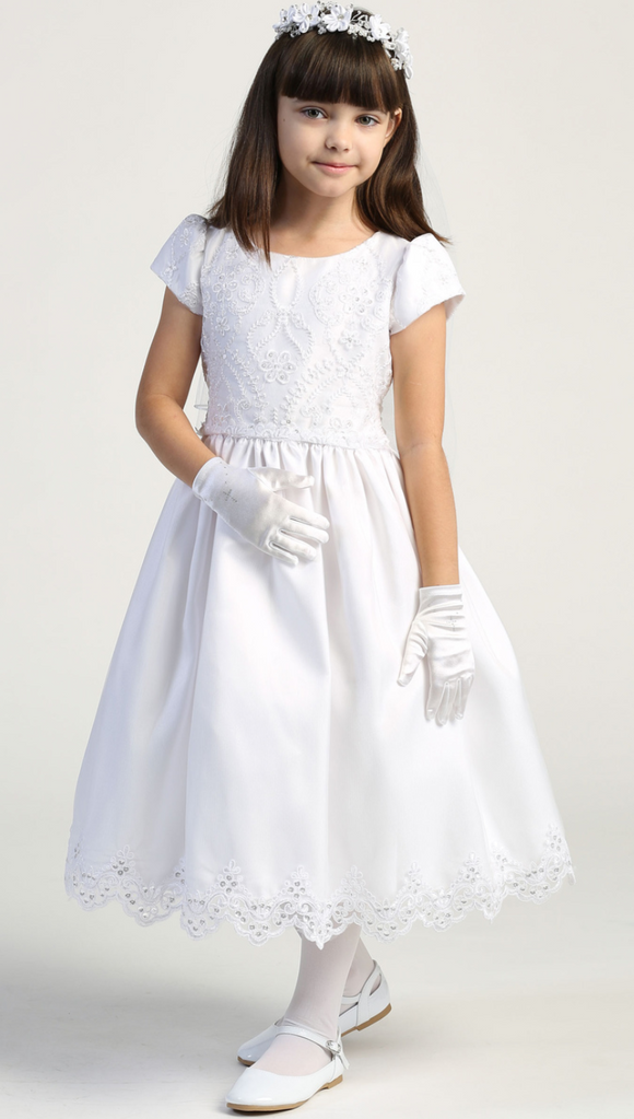 Embroidered Lace with Sequins First Communion Dress   LNKSP167