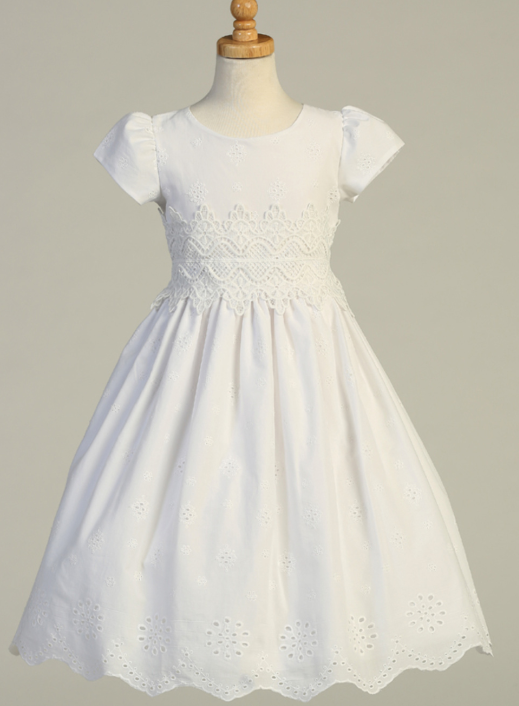 "Madison" Cotton Eyelet Girls Dress LNKSP179