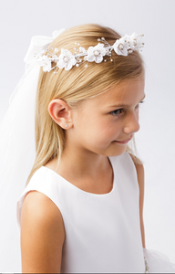 First Communion Crown with Veil LNK781