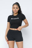 BLESSED Crop Top Shorts Set