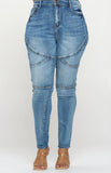 Lace Up high waist skinny Blue Plus Size Jeans