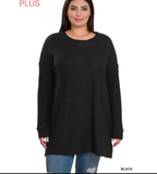 Long Sleeve  Thermal Waffle  Sweater