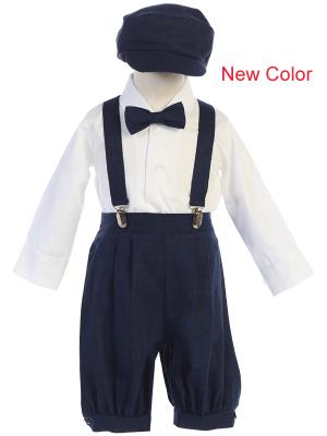 Navy Suspender Boys Knickers w/ Hat - Little N Kute Boutique
