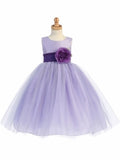 Blossom Lilac Poly Silk Bodice & Tulle Skirt Dress w/ Detachable Flower & Sash - Little N Kute Boutique