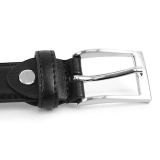 Boy's Genuine Leather Dress Black Belt - Little N Kute Boutique