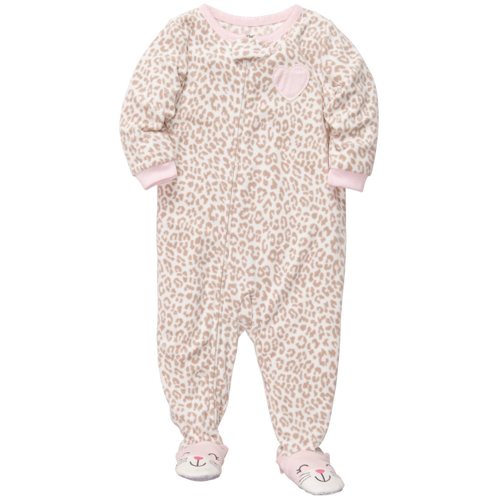 CARTER'S Baby Girl's Sleep and Play Footed Pajamas Cotton Footed SleeperLeopard Cat - Little N Kute Boutique