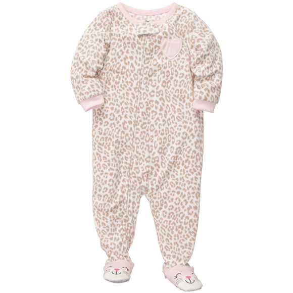 CARTER'S Baby Girl's Sleep and Play Footed Pajamas Cotton Footed SleeperLeopard Cat - Little N Kute Boutique