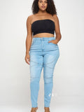 Lace Up high waist skinny Blue Plus Size Jeans