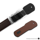 Men’s Leather Ratchet Belt with Black Mirror Automatic Buckle (MGLBB22) - Little N Kute Boutique