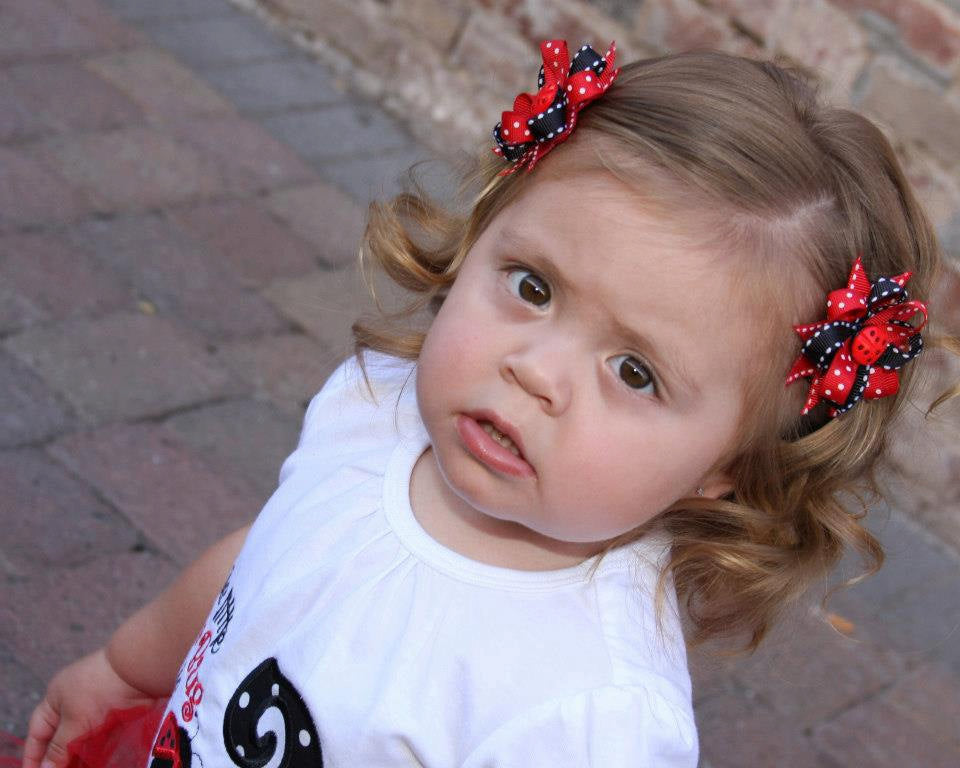 Ladybug Toddler/Infants Hair Bows/ Clippies - Little N Kute Boutique