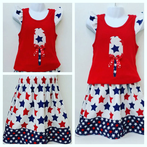 4th of July Girls 2 Piece Outfit Set Size 5