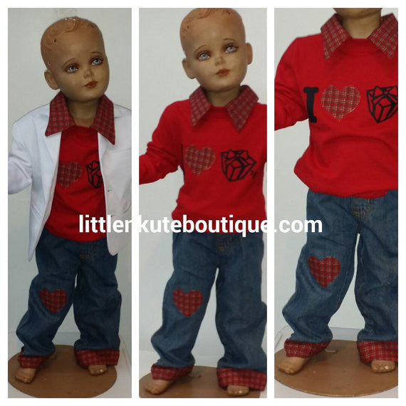 Boy's Christmas Outfit Shirt and Matching Christmas Pants - Little N Kute Boutique