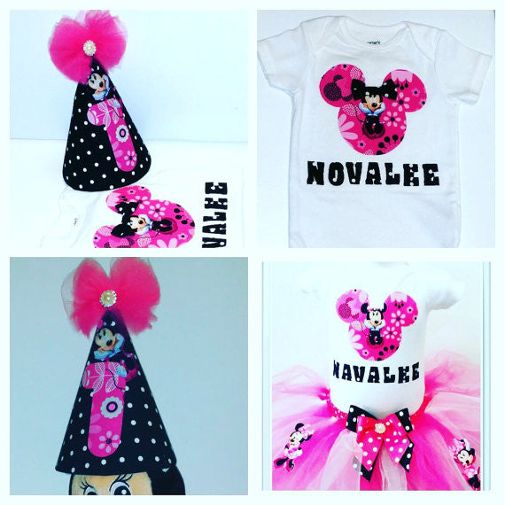 Birthday shirt  with tutu skirt boutique birthday hat. party outfit - Little N Kute Boutique