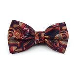 Men's Paisley  Banded Bow Tie, Matching Hanky & Lapel Pin Set - Little N Kute Boutique
