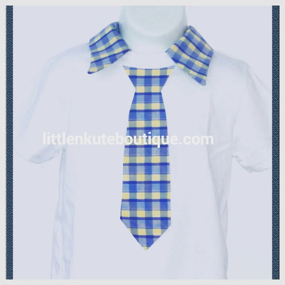 Handmade boys Polo type plaid shirt personalized Shirt Toddler boy's necktie shirt baby size 3Tpersonalized  Toddler size 3T - Little N Kute Boutique