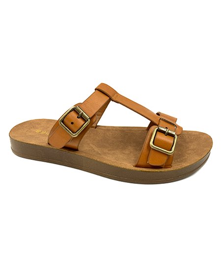 Tan Buckle-Accent Marmie Sandal - Women - Little N Kute Boutique